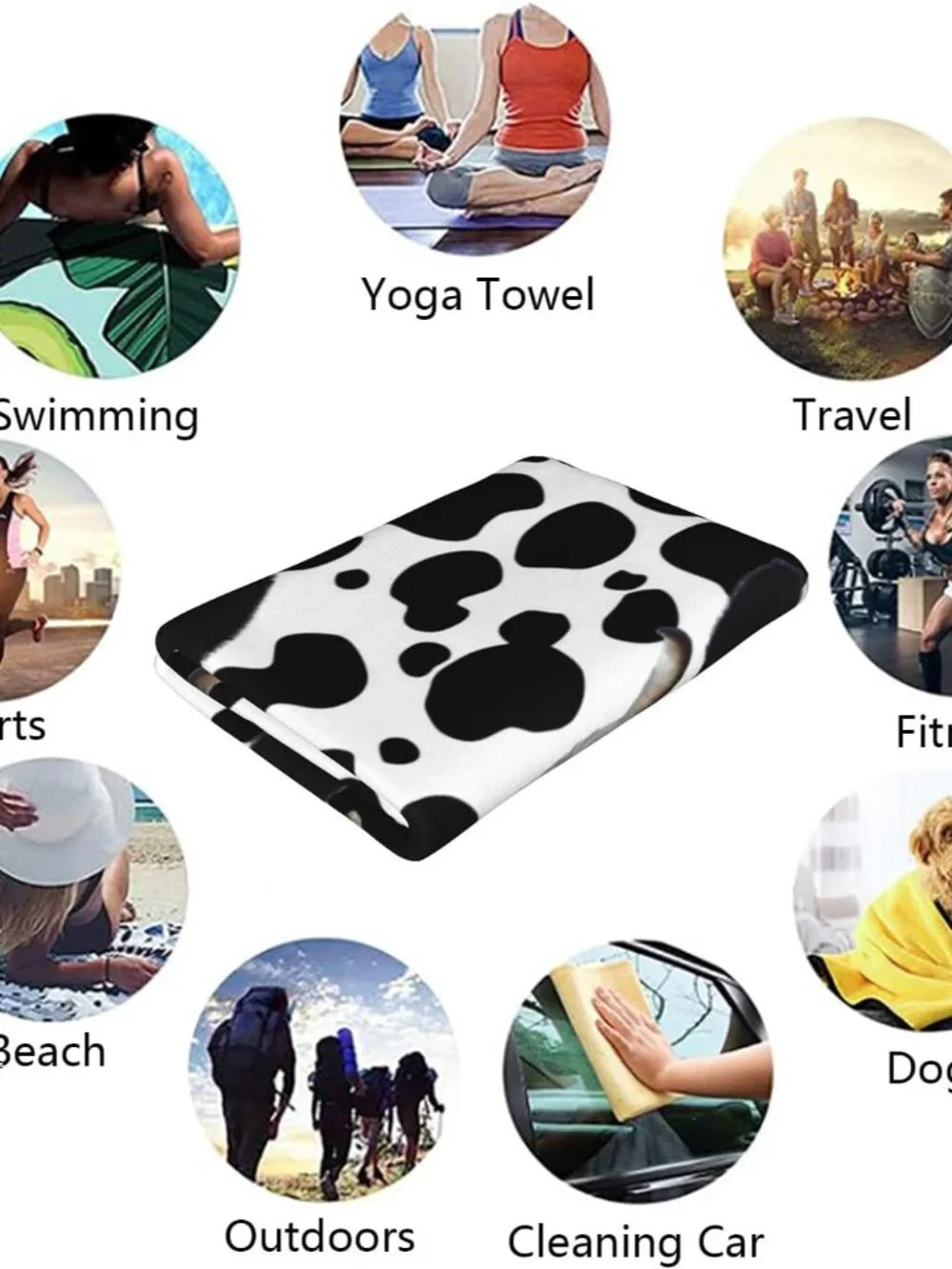 Cow Print Beach Towel, Quick Dry Super Absorbent 60X30 in Bath Towels, Lightweig